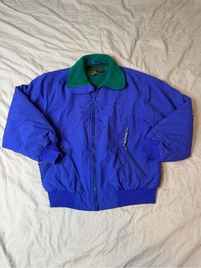 VTG Eddie Bauer Purple Windfoil windbreaker jacket with green fleece lining Sz S
